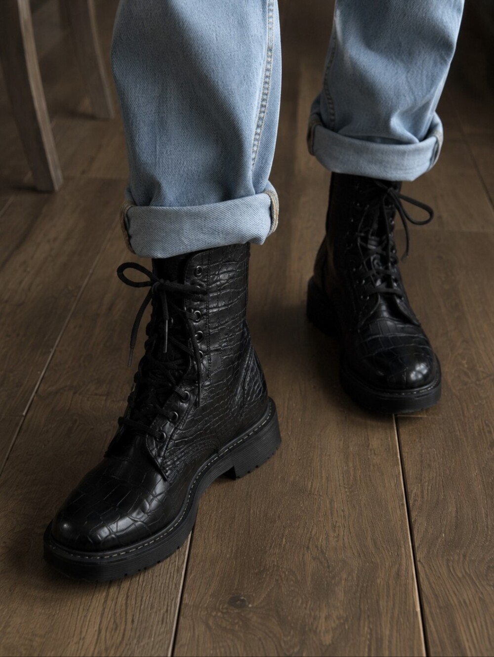 Dr Martens Womens Pascal Croc Soft Leather Boot